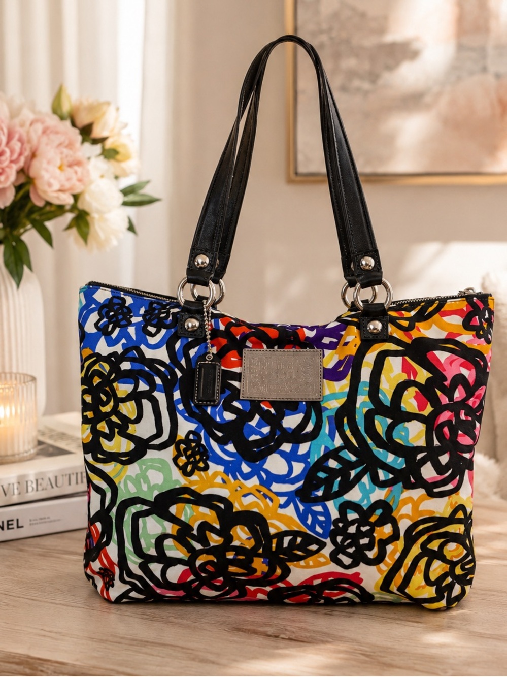 Coach Poppy Graphic Blossom Graffiti Tote Bag